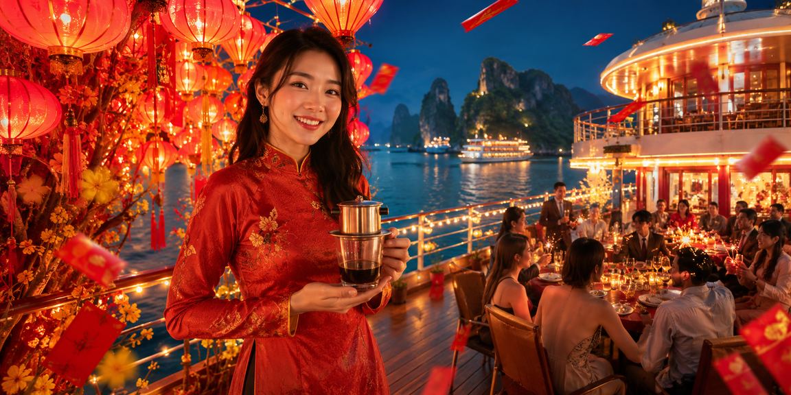 Khung cảnh Hạ Long Bay với ánh đèn sôi động tượng trưng cho giải trí có trách nhiệm