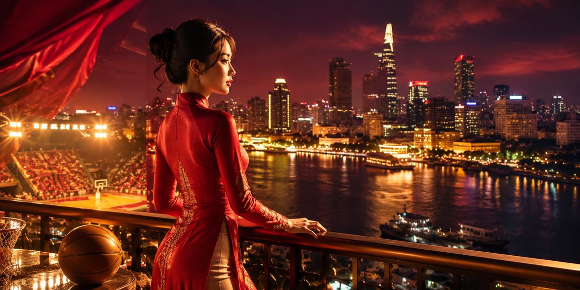 Người chơi cá cược bóng rổ tại Sài Gòn trong trang phục truyền thống Áo dài Việt Nam